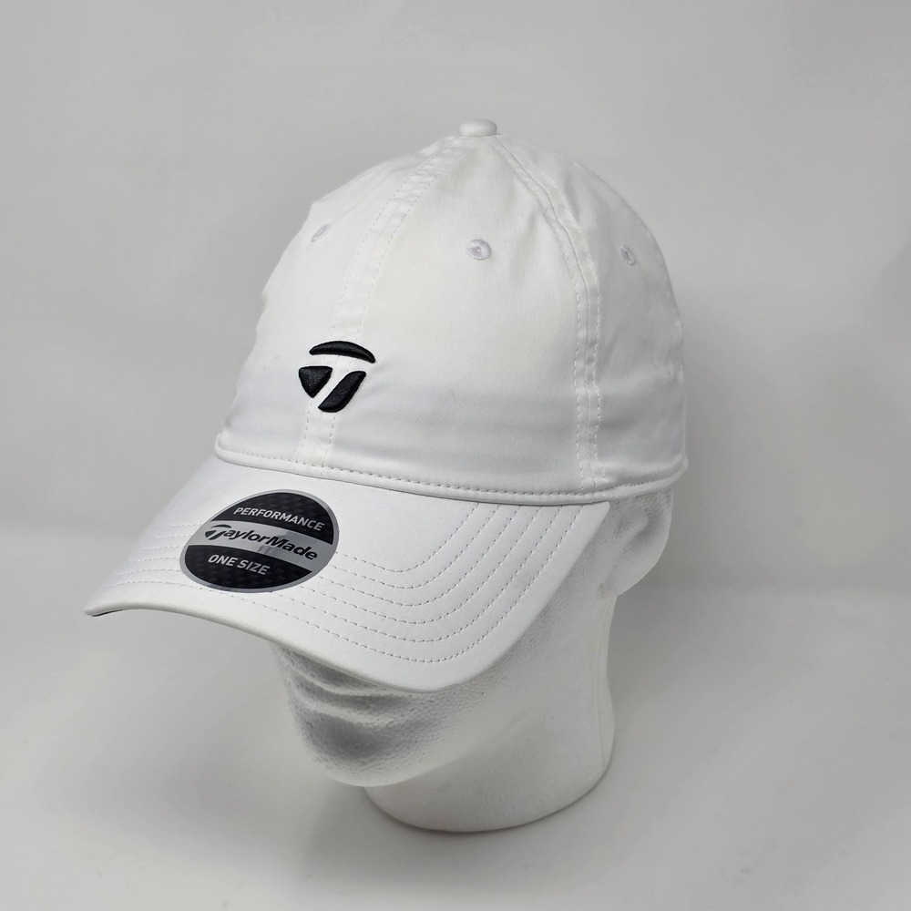 TaylorMade Golf LS T-Bug Hat White Black Men's Adjustable‎ OSFM Strapback Buckle